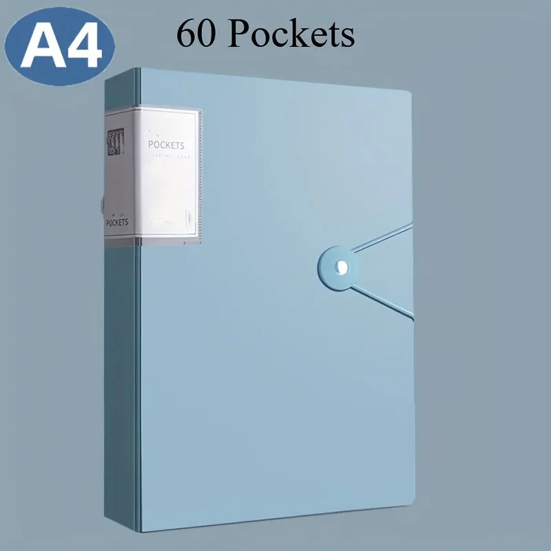 PORTE VUES A4 Durable à 60 poches, haute transparence et étanche,