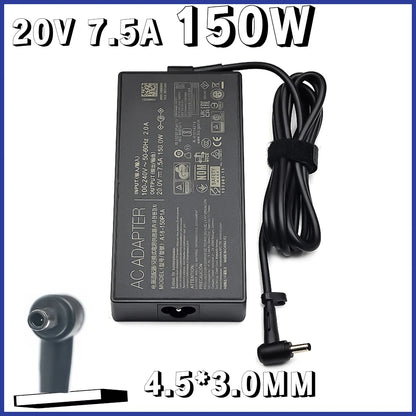 A18-150P1A ADP200075M Chargeur pour ordinateur portable 20V 7.5A 150W 4.5x3.0mm Adaptateur secteur PowerFor Bali X571 X751G X571LI X571LH VX60G T9750 UX535
