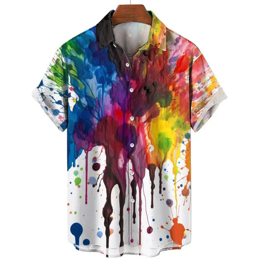 Chemise à Manches Courtes pour Homme, Imprimée en 3D, Sublimation, Éclaboussures, Mixte, à la Mode, Vente en Gros