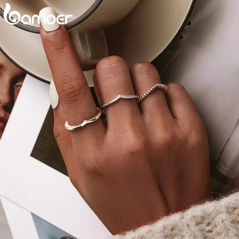 BAMOER 100% 925 argent Sterling goutte d'eau clair CZ bagues pour les femmes de mariage fiançailles bijoux petite amie cadeau PA7649