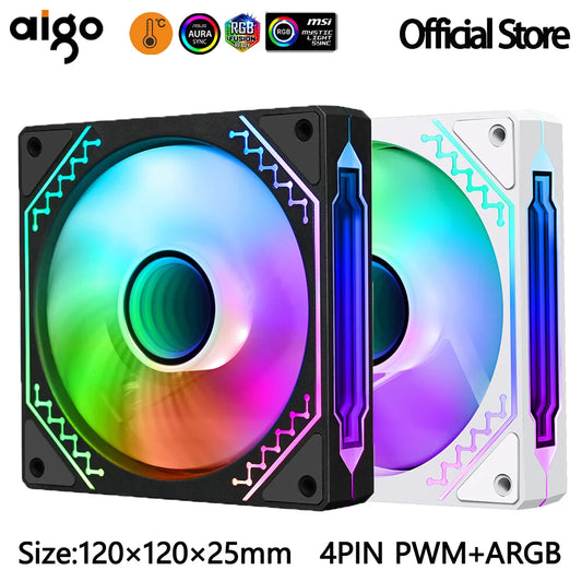 Aigo PC boîtier ventilateur Gamer ordinateur 120mm RGB Kit ventilateurs 4PIN PWM refroidisseur d'eau CPU ventilateur de refroidissement 3pin5v espace illimité Argb ventilateur
