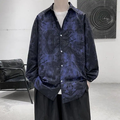 Chemises à col rabattu à manches longues pour hommes, impression Aadt, beau printemps, mode d'été mince, streetwear décontracté, vêtements à boutons