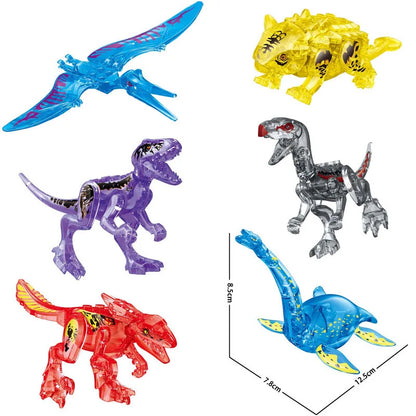 MOC-Vorannosaure rex transparent pour enfants, ankylosaurus, plésiosaure, dos épineux, bricolage, cadeaux pour enfants