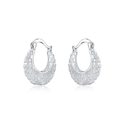 Boucles d'oreilles créoles géométriques simples en argent regardé 925 pour femmes, boucles d'oreilles cercle losange, bijoux de déclaration de mariage, mode