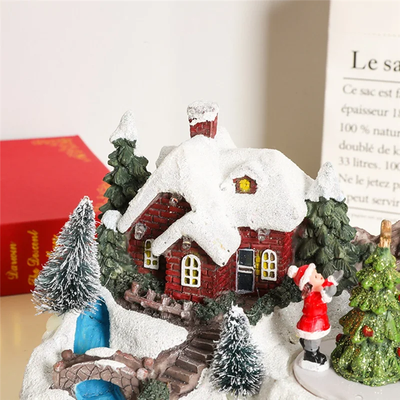 Statue de musique rotative de noël, décoration de maison, ornements de bureau, cadeaux de vacances 12k