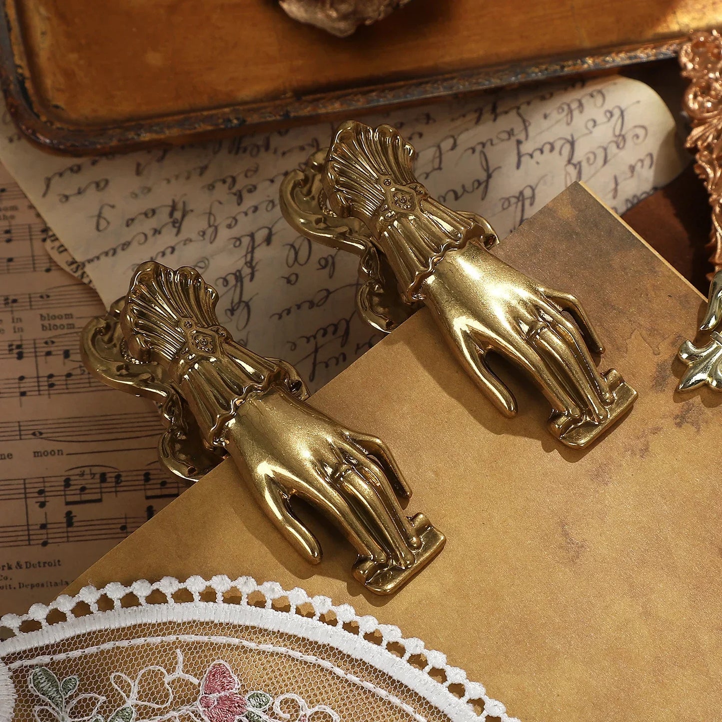 Pince à billet en métal vintage pour dame, pince à main en alliage, note de voyage ancienne, bricolage créatif, outils de journal, papeterie, 1 pièce