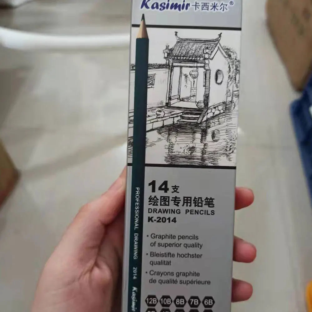 14 pièces/ensemble ensemble de crayons de croquis professionnels HB 2B Graphite