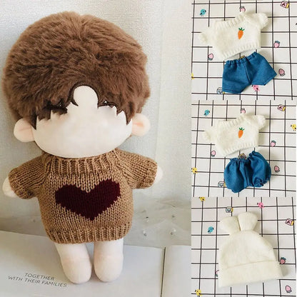 Pull et pantalon imbibés de beurre de dessin animé pour poupées idoles, vêtements de bricolage, jouets cadeaux, nouveau, 20cm