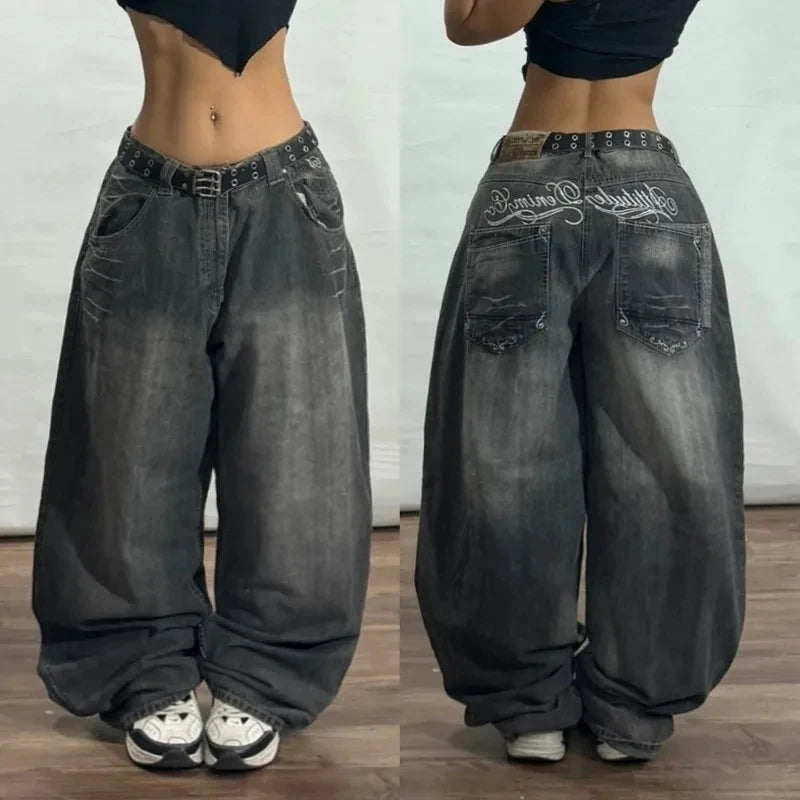 Tendances de la mode américaine Joker outillage poche Baggy jean femme rue Y2K nouveau Hip Hop surdimensionné pantalon à jambes larges unisexe jean