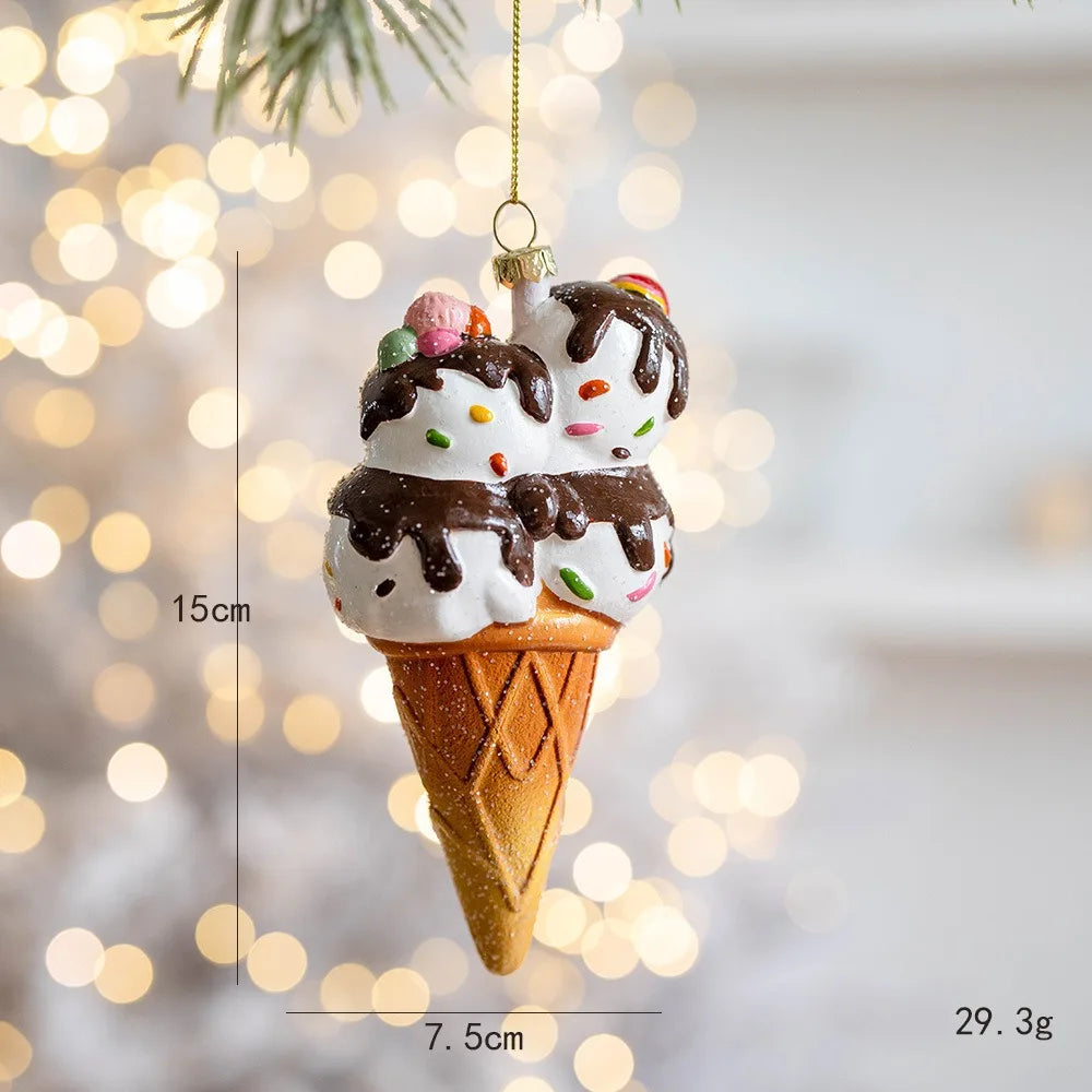 Décor de noël créatif bonhomme en pain d'épice Biscuit crème glacée pendentif arbre de noël père noël ornement suspendu joyeux noël 2025