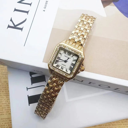 Montre-bracelet à quartz carrée pour femme, bracelet en acier simple, argent
