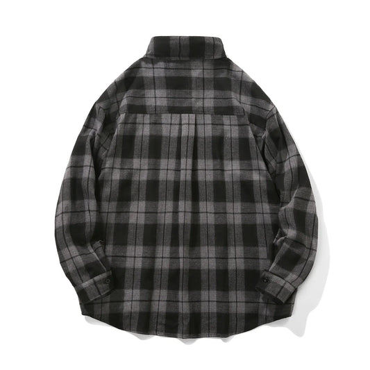 Chemise à carreaux vintage pour hommes, surchemise à manches longues, vêtements d'extérieur respirants, chemisier décontracté pour hommes, poche unique, boutons