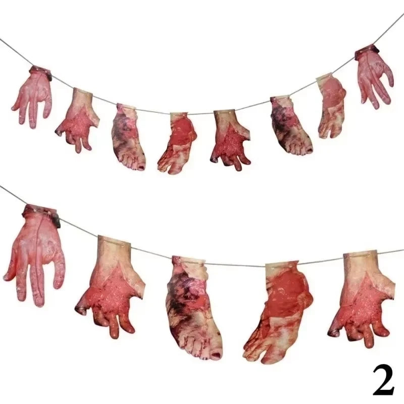 Guirxiété de fanions pour maison hantée, décoration murale de vacances, fête d'horreur amusante