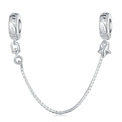 Meilleure vente 100% argent Sterling 925 la clé de coeur silicone sécurité chaîne breloque Wostu Original perles Bracelet bijoux CQC606