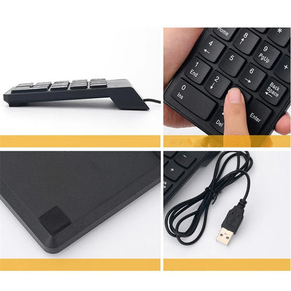 Mini clavier numérique filaire USB sans fil, pavé numérique pour la comptabilité, caissier bancaire, ordinateur portable, ordinateur portable, tablettes, 18 prédire