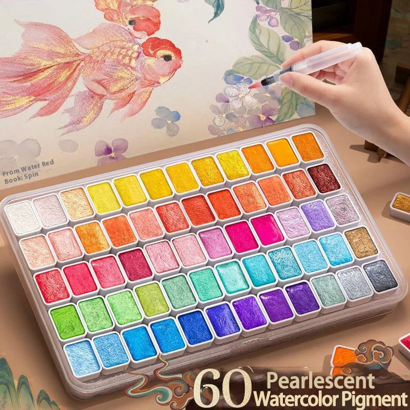 Ensemble de peinture d'interconnexion solide nacré, pigments d'interconnexion scintillants pour le dessin, la peinture, l'écriture, l'art, les fournitures scolaires, 12-60 couleurs