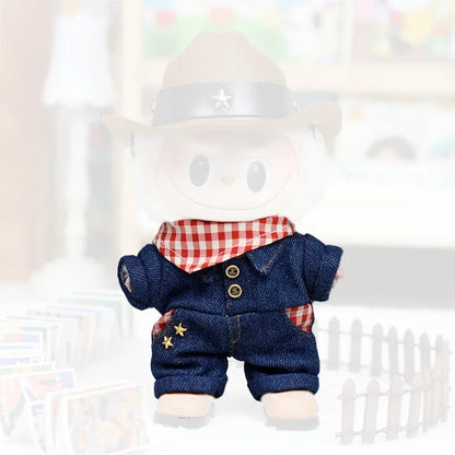 Vêtements de Mini poupée élégants, accessoires de tenue pour poupée Labubu, combinaison de Cowboy occidentale mignonne et chapeau de Cowboy, vêtements cadeau