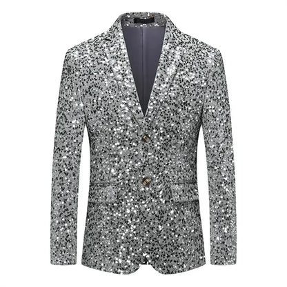 Veste à paillettes pour hommes, blazer à sequins imbibés d'or et d'argent, mode d'affaires, manteau unique, coupe couvertes, robe de soirée de Rh, printemps, automne, nouveau