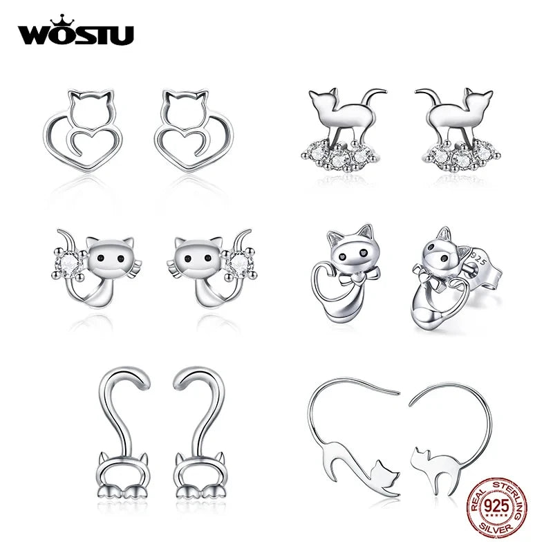 WOSTU – boucles d'oreilles en argent Sterling 100% pour femme, bijou en argent S925, cadeau idéal, référence FIE073