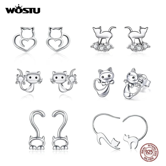 WOSTU – boucles d'oreilles en argent Sterling 100% pour femme, bijou en argent S925, cadeau idéal, référence FIE073