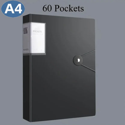 PORTE VUES A4 Durable à 60 poches, haute transparence et étanche,