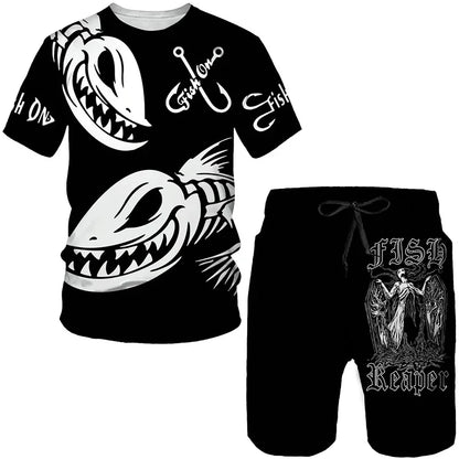 Été pêche bataille camouflage impression 3D hommes T-Shirts ensembles Harajuku mode T-Shirt Shorts deux pièces ensemble pull décontracté survêtement
