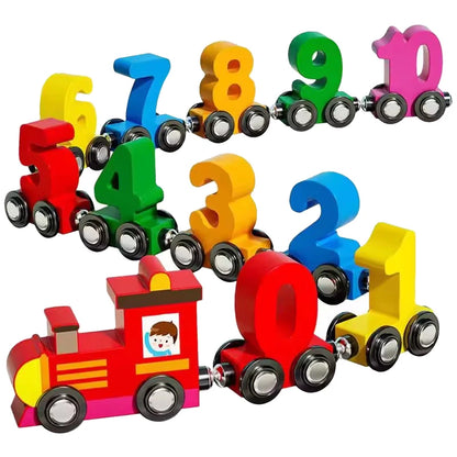 Ensemble de Train pour tout-petits, activités d'apprentissage, ensemble de Train éducatif pour tout-petits, Puzzle de Train numérique magnétique en bois