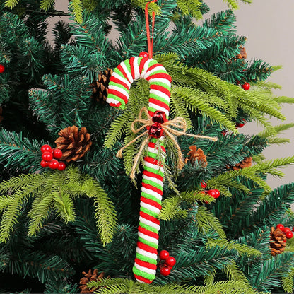 Ornements de crochet de canne de bonbon doux en peluche de Noël, rouge et blanc, arbre de Noël, accessoires de confrontation, décor de fête de vacances parfait