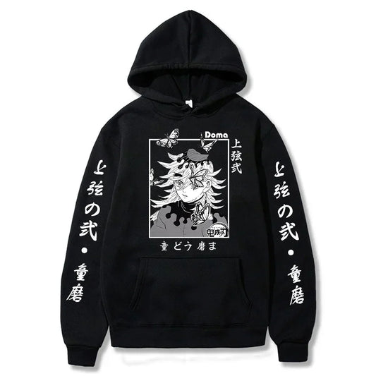 Sweat à capuche pour hommes et femmes, imprimé graphique Douma, décontracté, ample, Harajuku, unisexe, automne, chaud, tendance, Anime Demon Slayer