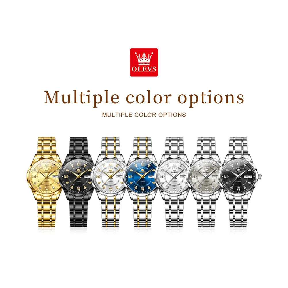 OLEVS 6727  montres mécaniques automatiques Simple polyvalent 30m étanche