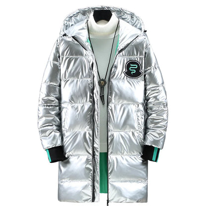 Veste imperméable à capuche pour homme, Parka longue, Chaude, Légère, Épaisse, Lisse, Brillante, Coton rembourré, CombMen, Hiver, 2024