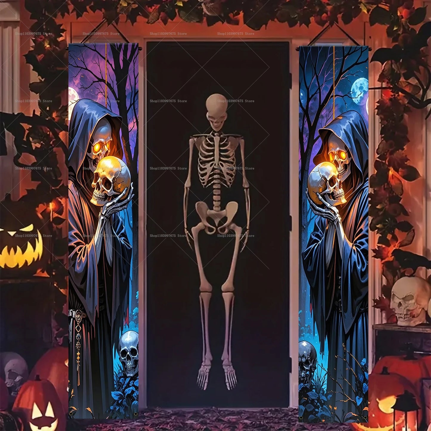 Bannière fantôme effrayante d'halloween,