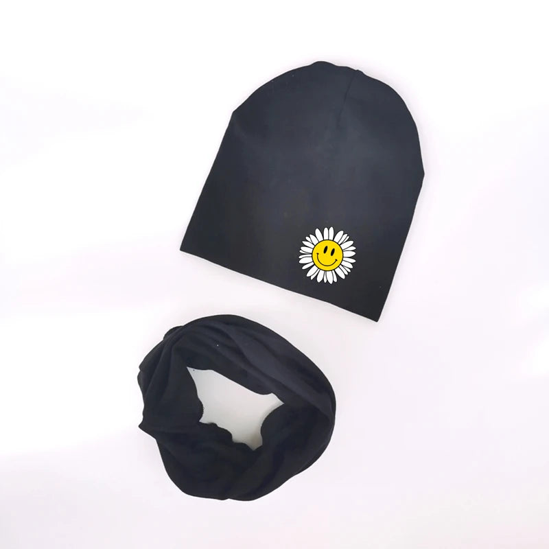 Ensemble de chapeaux de bébé à fleurs papillon pour filles, chapeau pour enfants, chapeau pour bébé garçon, chapeau en coton, écharpe pour enfants, collier, écharpe pour enfants
