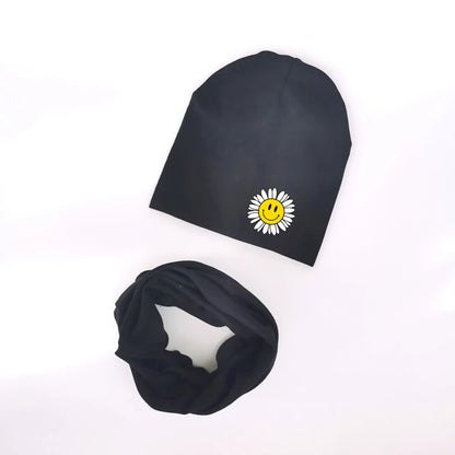 Ensemble de chapeaux de bébé à fleurs papillon pour filles, chapeau pour enfants, chapeau pour bébé garçon, chapeau en coton, écharpe pour enfants, collier, écharpe pour enfants