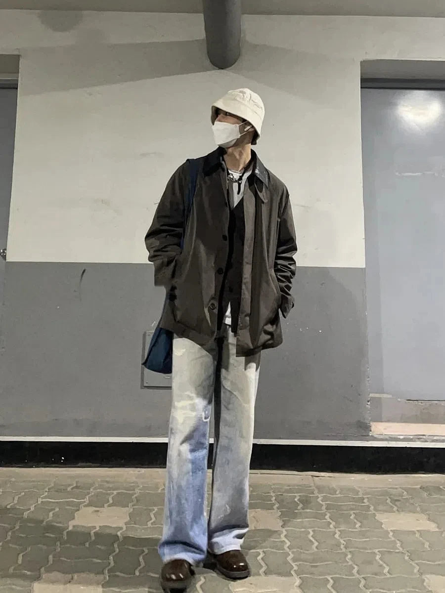 Notre héritage – jean imprimé bleu de qualité supérieure pour hommes, pantalon ample délavé, vêtements Y2k, pantalon en Denim décontracté