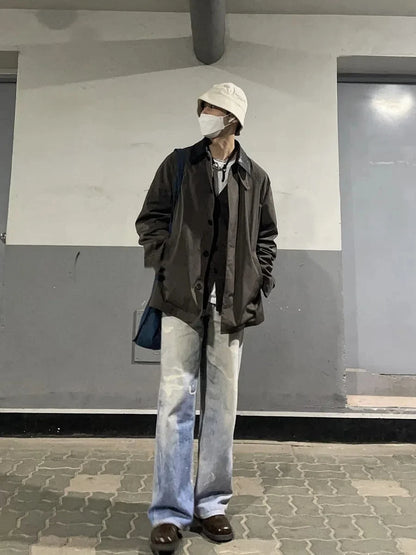 Notre héritage – jean imprimé bleu de qualité supérieure pour hommes, pantalon ample délavé, vêtements Y2k, pantalon en Denim décontracté