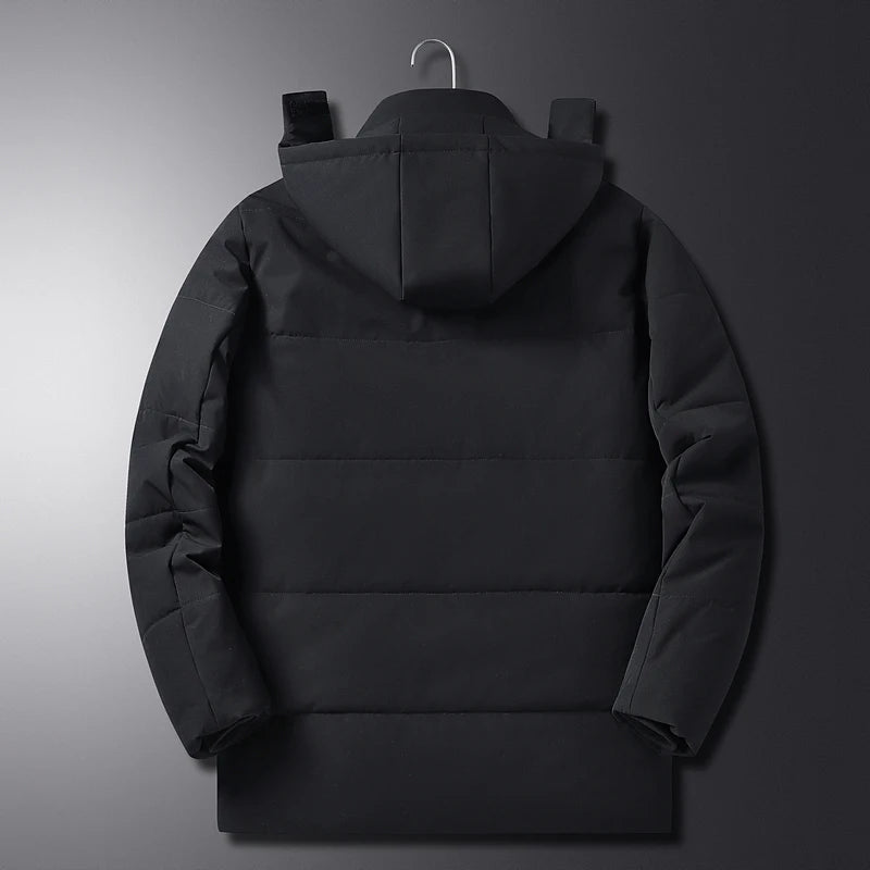 DIUJZEO-Parkas coupe-vent d'extérieur pour hommes, veste d'hiver, coton rembourré, optique chaude, doublure en cachemire de qualité, poignées de chapeau amovibles