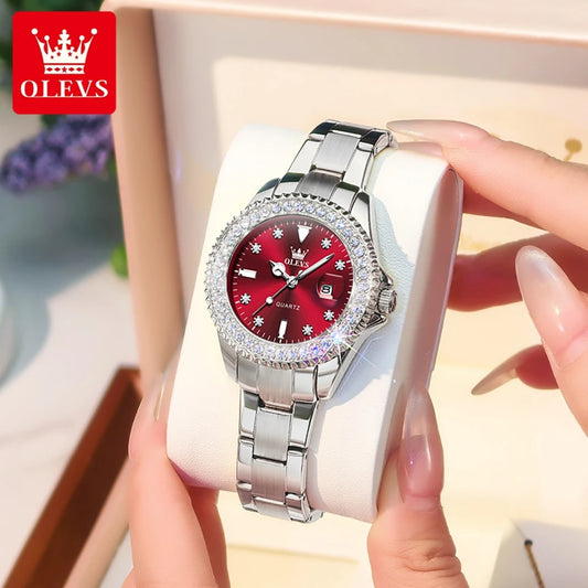 OLEVS 9945 Original diamant montre à Quartz pour femmes  élégant montres en acier inoxydable étanche femmes montres