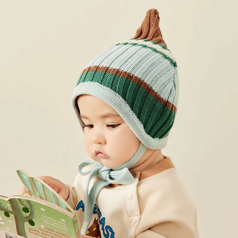 Mini Bala – chapeau de Protection des oreilles pour enfants, bloc de couleurs, pour garçons et filles, casquette tricotée rétro tendance, nouvelle collection automne et hiver 2025