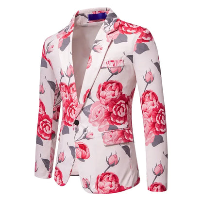 Veste décontractée trempée d'art floral pour hommes, blazer d'affaires, vêtements pour hommes, 2025
