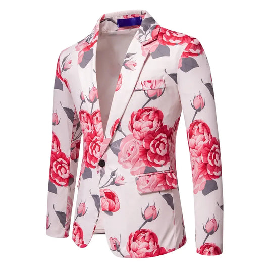 Veste décontractée trempée d'art floral pour hommes, blazer d'affaires, vêtements pour hommes, 2025