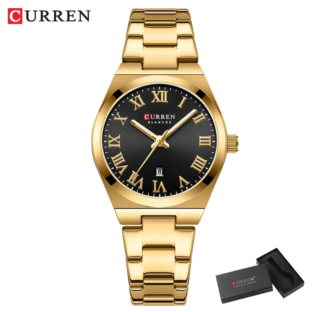CURREN montre femmes,  Bracelet en acier inoxydable montres analogiques Date
