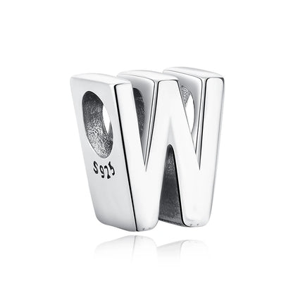 925 argent Sterling breloque perle Vintage Alphabet A-Z lettre pendentif breloques ajustement marque Bracelets colliers femmes bijoux à bricoler soi-même