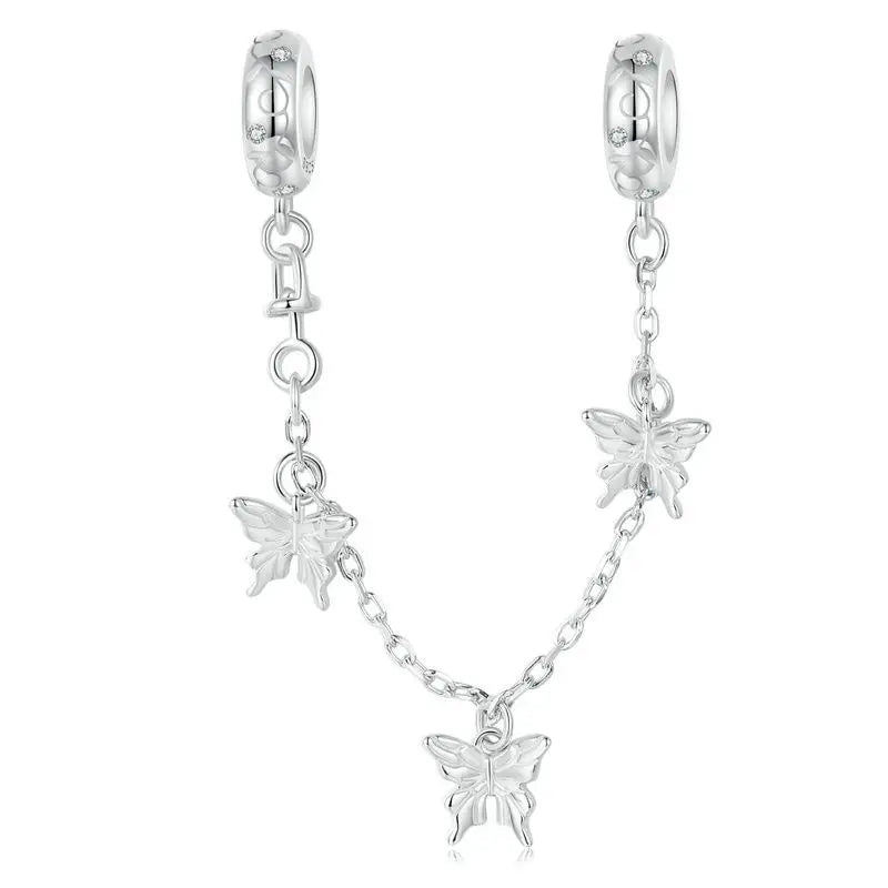 Meilleure vente 100% argent Sterling 925 la clé de coeur silicone sécurité chaîne breloque Wostu Original perles Bracelet bijoux CQC606