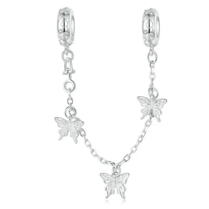 Meilleure vente 100% argent Sterling 925 la clé de coeur silicone sécurité chaîne breloque Wostu Original perles Bracelet bijoux CQC606