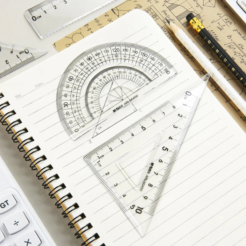 M & G- Ensemble de règles de mesure, rapporteur, règle droite, équerre