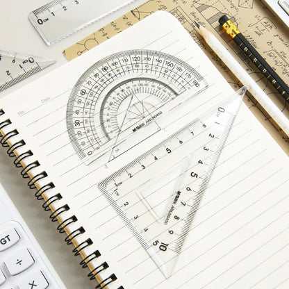 M & G- Ensemble de règles de mesure, rapporteur, règle droite, équerre