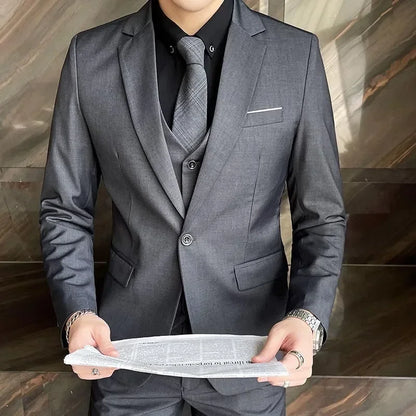 S-9XL nouveau (Blazer + gilet + pantalon) hommes d'affaires de mode Gentleman professionnel robe formelle Version coréenne robe de Banquet costume 6XL