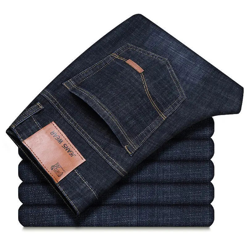 Été élastique hommes jean mode gris confortable affaires droite Stretch coton décontracté Denim pantalon marque mâle mince pantalon