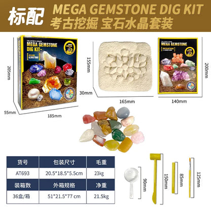 Géographie nationale creuser et découvrir pierre gemme cristal creuser jouet ensemble enfant apprentissage jouet éducatif cristal minier kit enfants cadeau